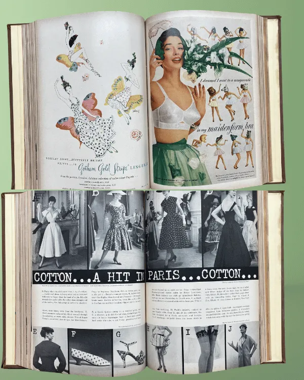 Vintage 1954 MADEMOISELLE Magazine Book – Fashion, Drama & Prairie Prints