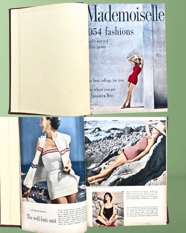 Vintage 1954 MADEMOISELLE Magazine Book – Fashion, Drama & Prairie Prints