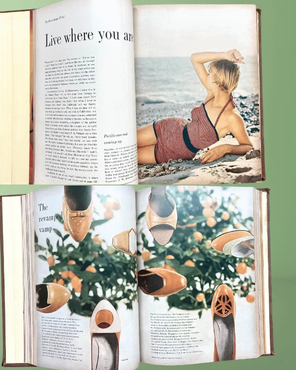Vintage 1954 MADEMOISELLE Magazine Book – Fashion, Drama & Prairie Prints