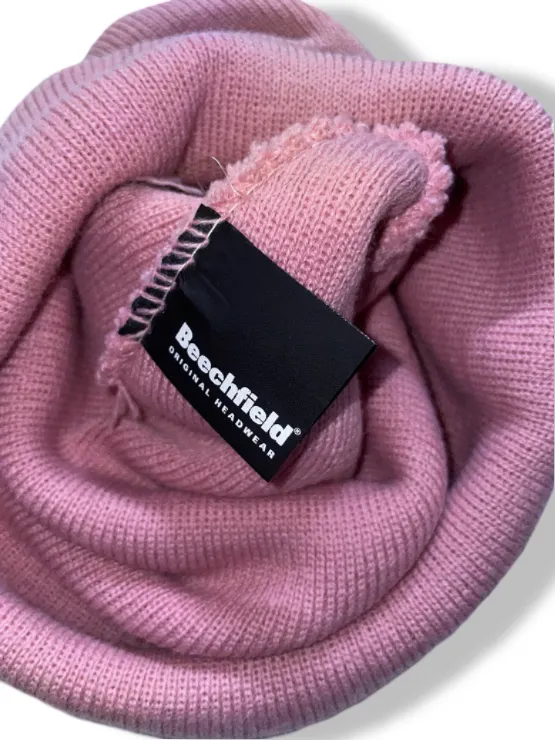 Vintage Beechfield Original Head wear pink Unisex beanie hat| SKU 4885