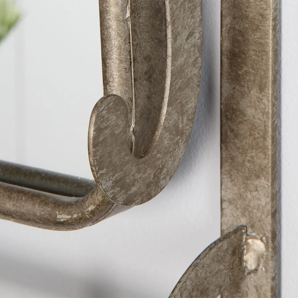 Vintage Mirror Wall Shelf with Hooks