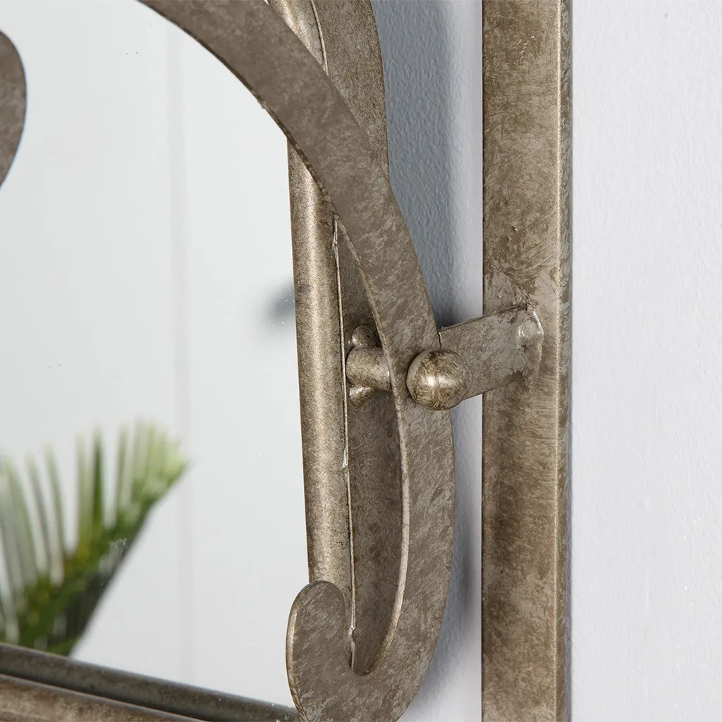 Vintage Mirror Wall Shelf with Hooks