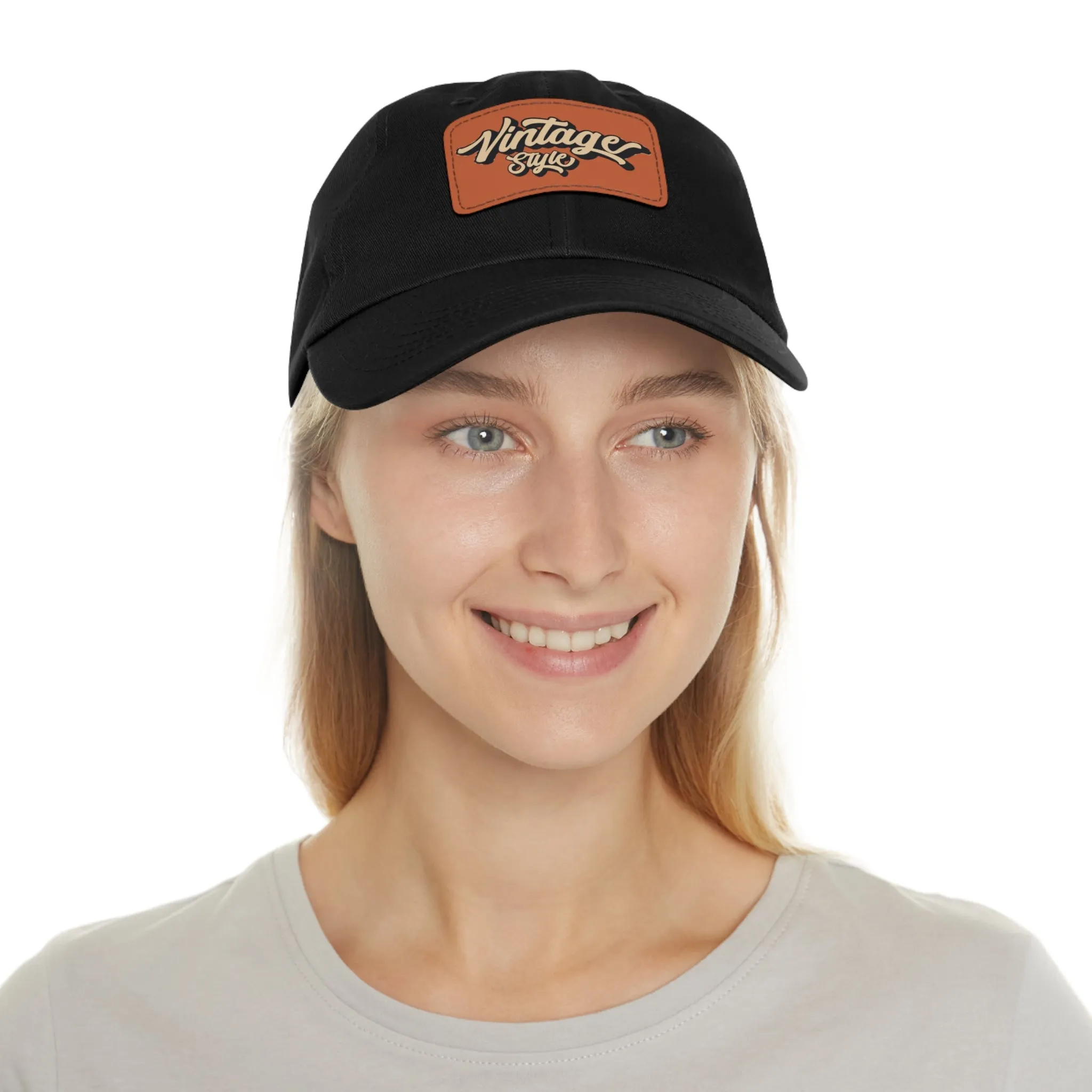Vintage style Hat with Leather Patch (Rectangle)  - EmpressKorea