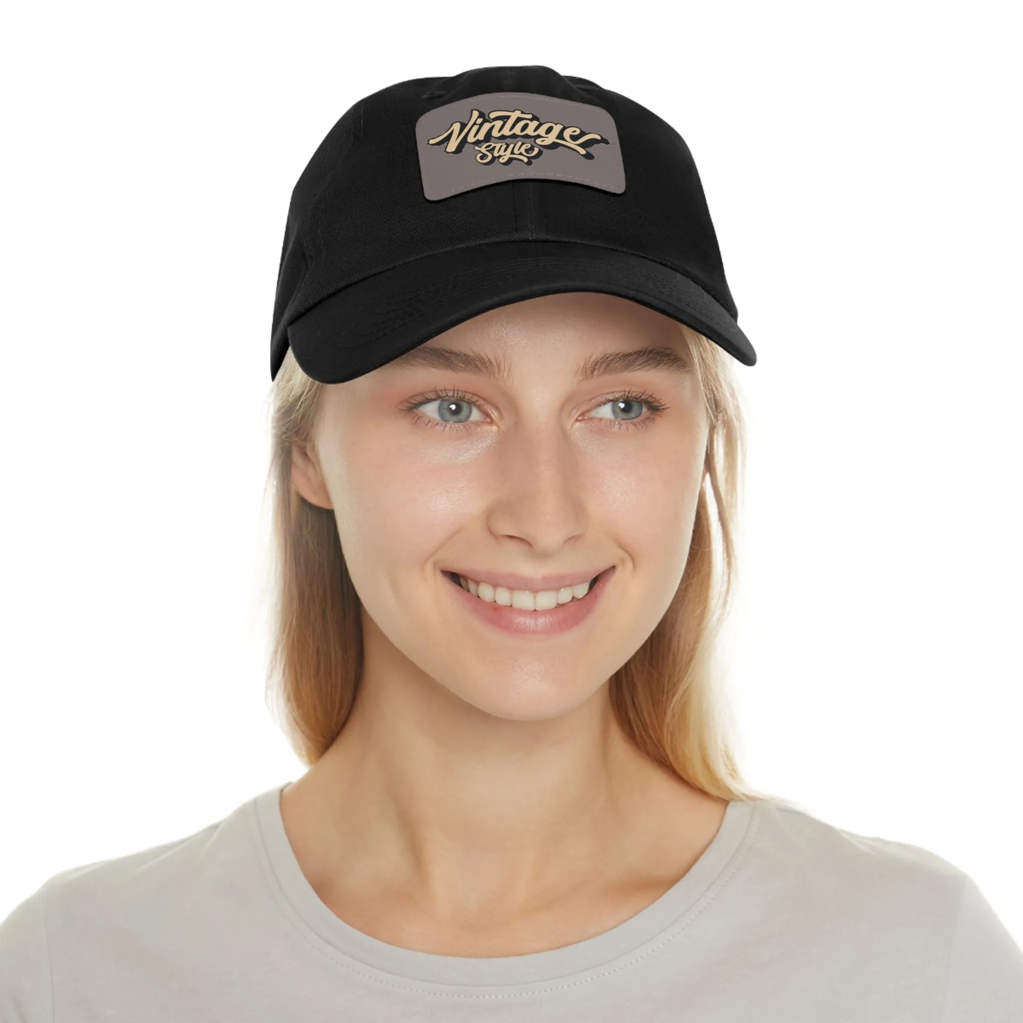 Vintage style Hat with Leather Patch (Rectangle)  - EmpressKorea