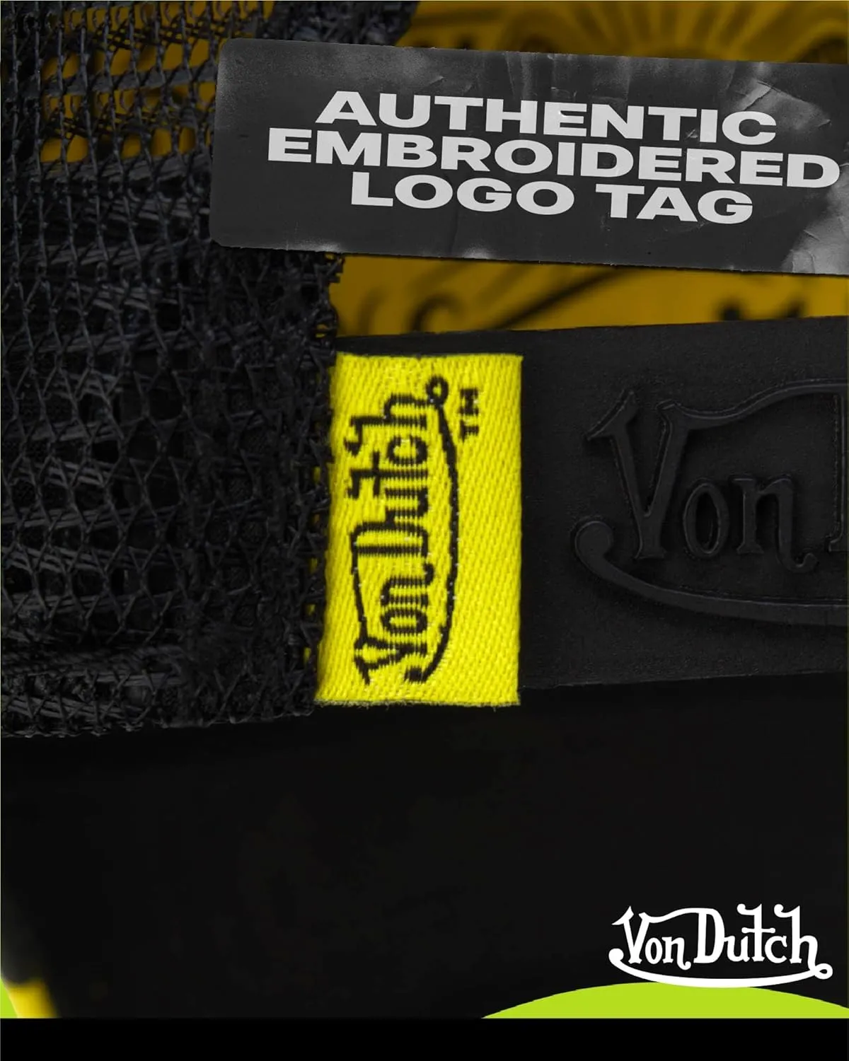 Von Dutch Monogram Trucker Cap - Retro Snapback Cap for Men and Women - Adjustable Snap Fit Panel, Mesh Rear, Curved Bill