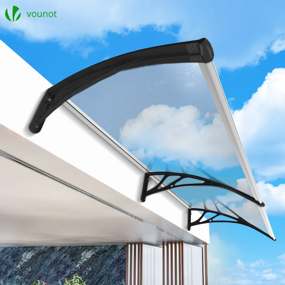VOUNOT 200x80cm Front Door Canopy Porch Outdoor Awning, Rain Shelter, Black