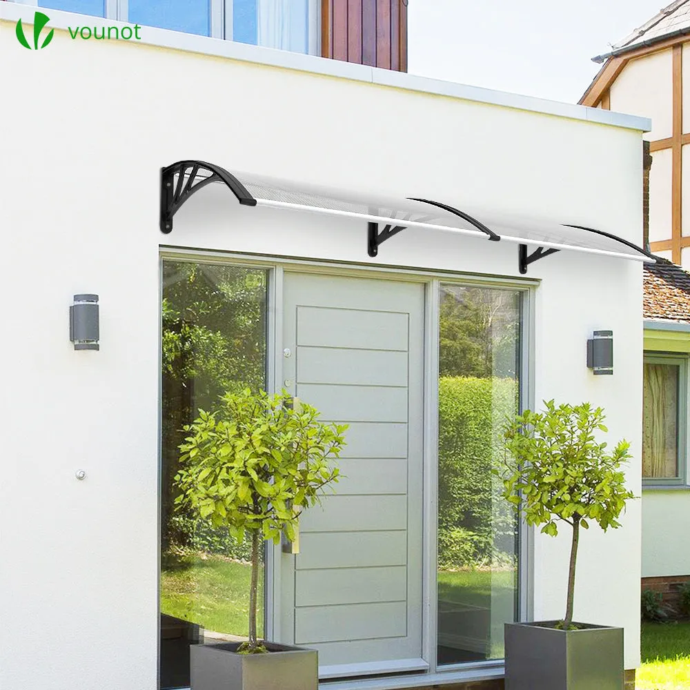 VOUNOT 200x80cm Front Door Canopy Porch Outdoor Awning, Rain Shelter, Black