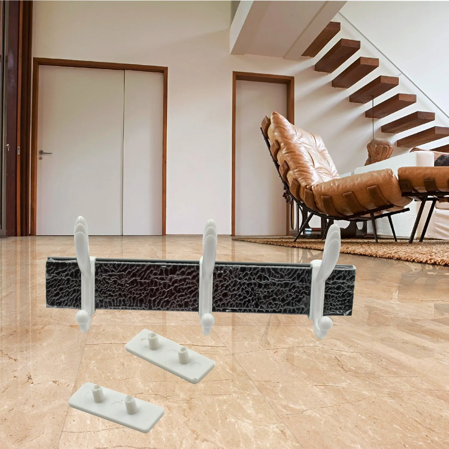 Wall-Mounted Coat Hooks Rail for Clothes, 6 Hooks
