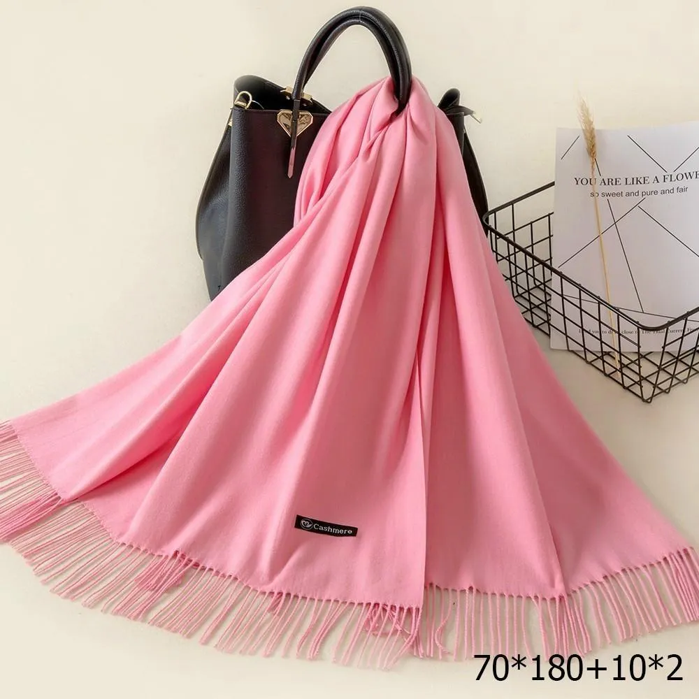 Warm and Soft Winter Cashmere Scarf With Tassel