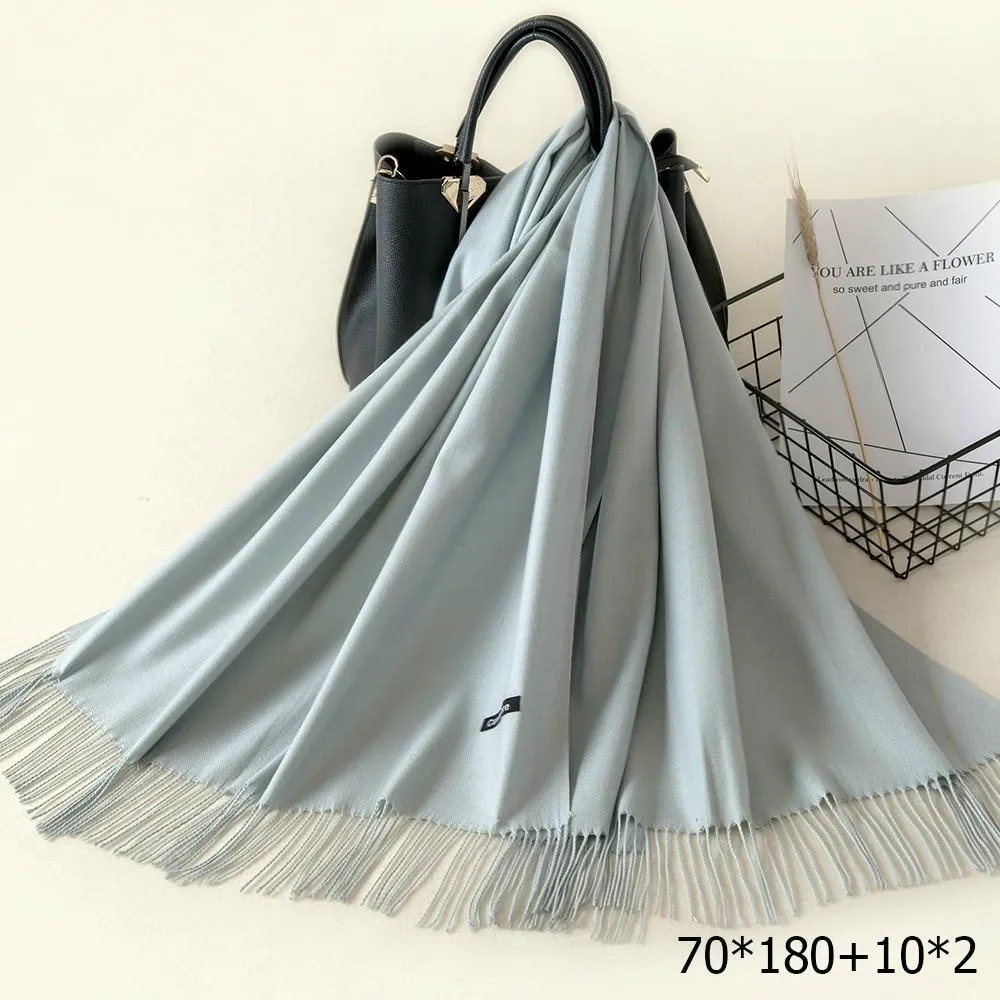 Warm and Soft Winter Cashmere Scarf With Tassel