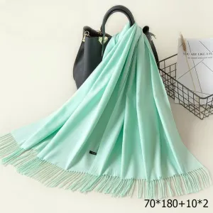 Warm and Soft Winter Cashmere Scarf With Tassel