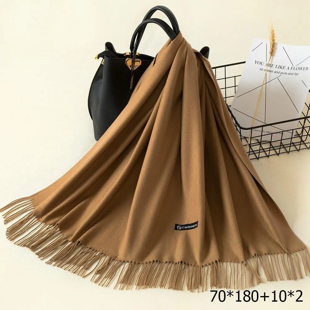Warm and Soft Winter Cashmere Scarf With Tassel