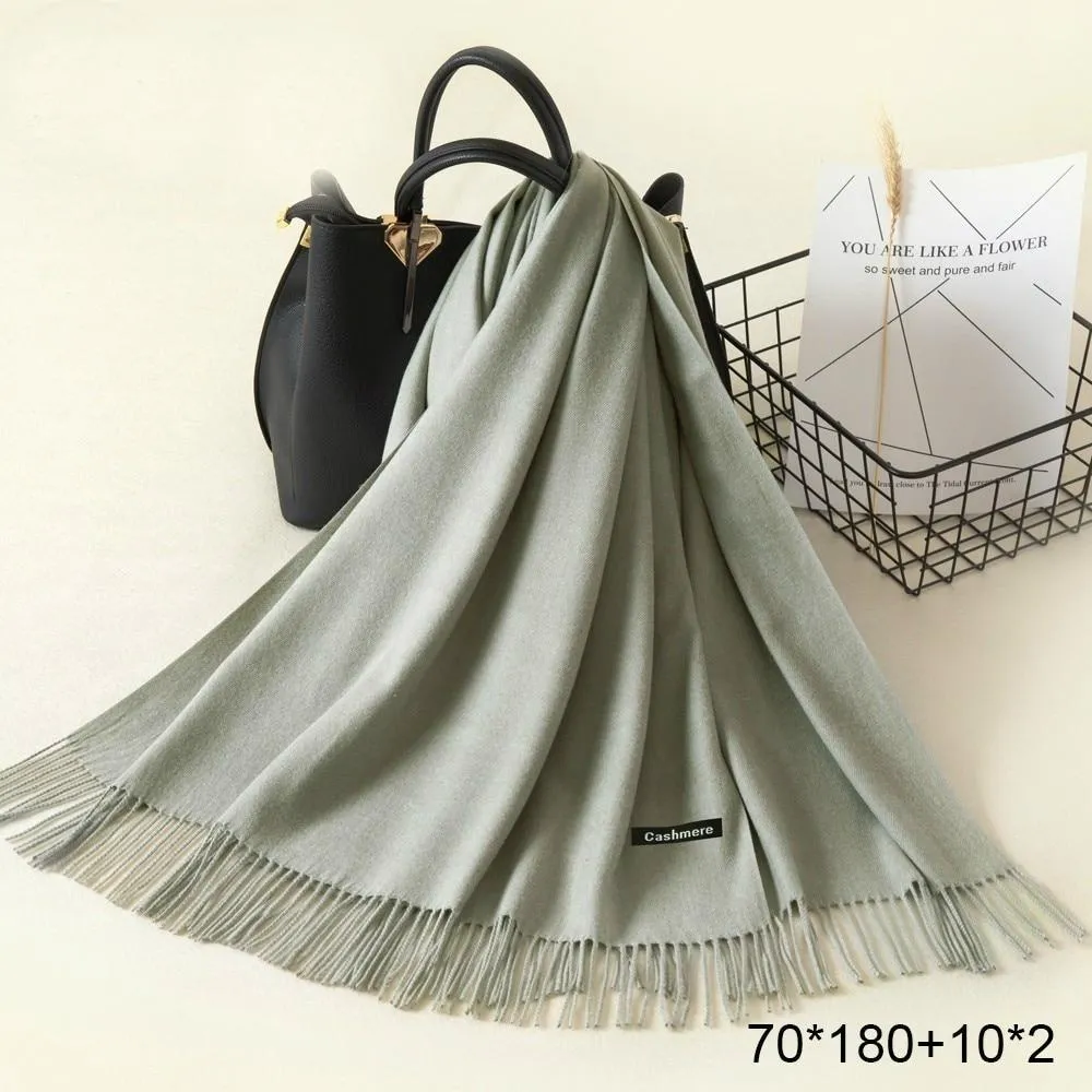 Warm and Soft Winter Cashmere Scarf With Tassel