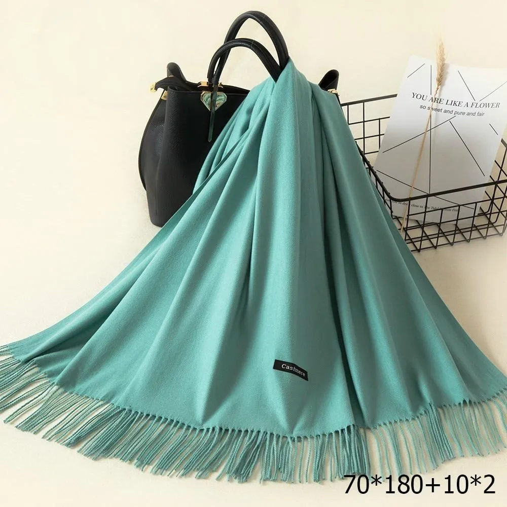 Warm and Soft Winter Cashmere Scarf With Tassel