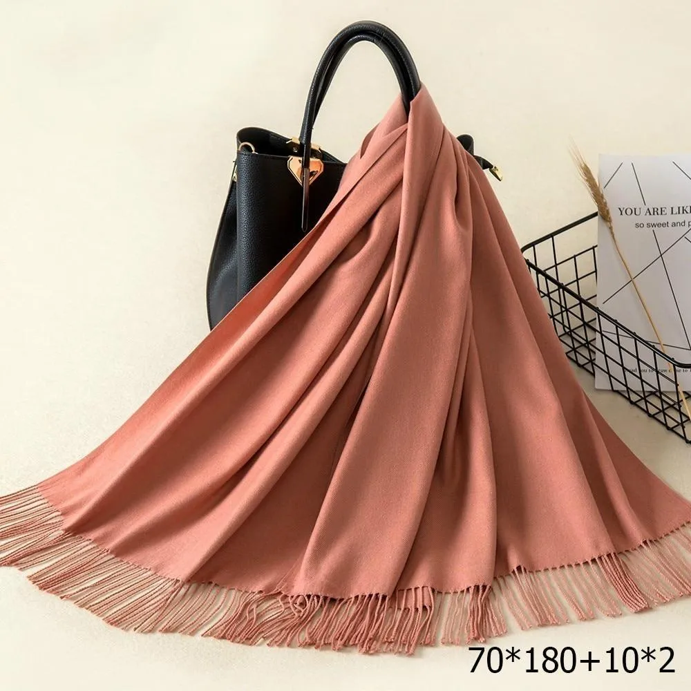 Warm and Soft Winter Cashmere Scarf With Tassel