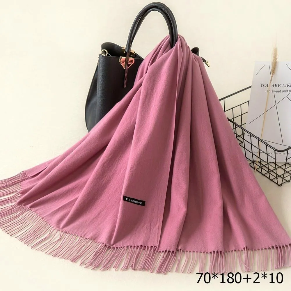 Warm and Soft Winter Cashmere Scarf With Tassel