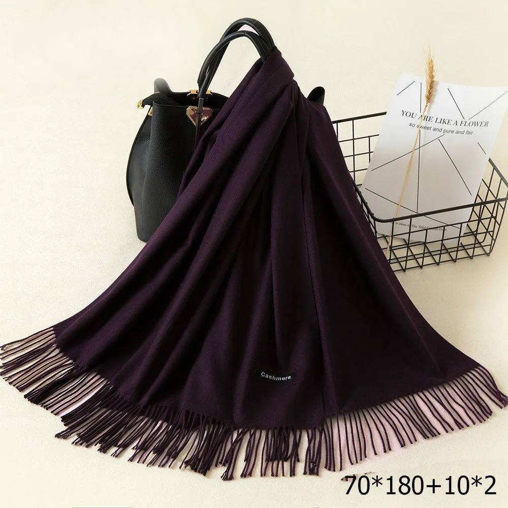 Warm and Soft Winter Cashmere Scarf With Tassel