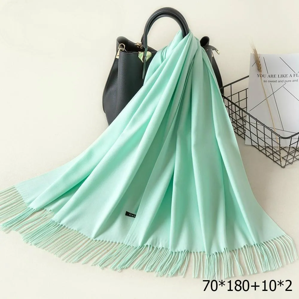 Warm and Soft Winter Cashmere Scarf With Tassel
