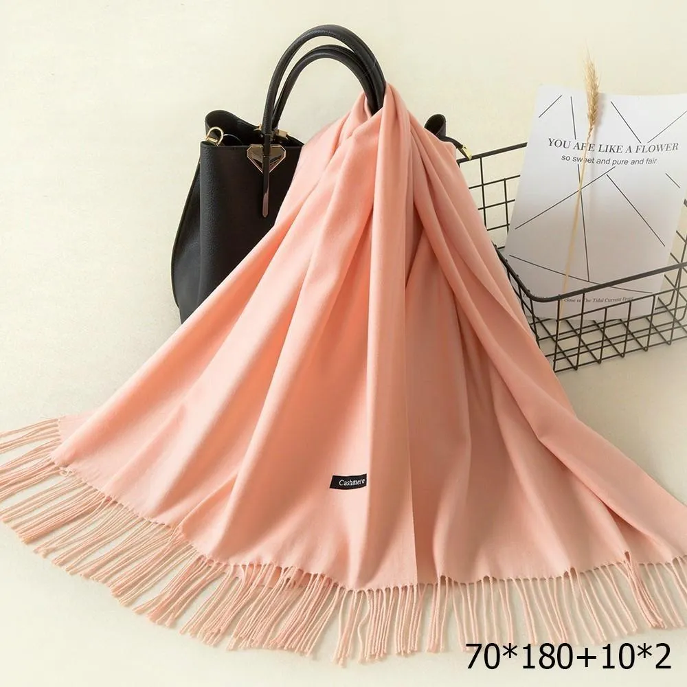 Warm and Soft Winter Cashmere Scarf With Tassel