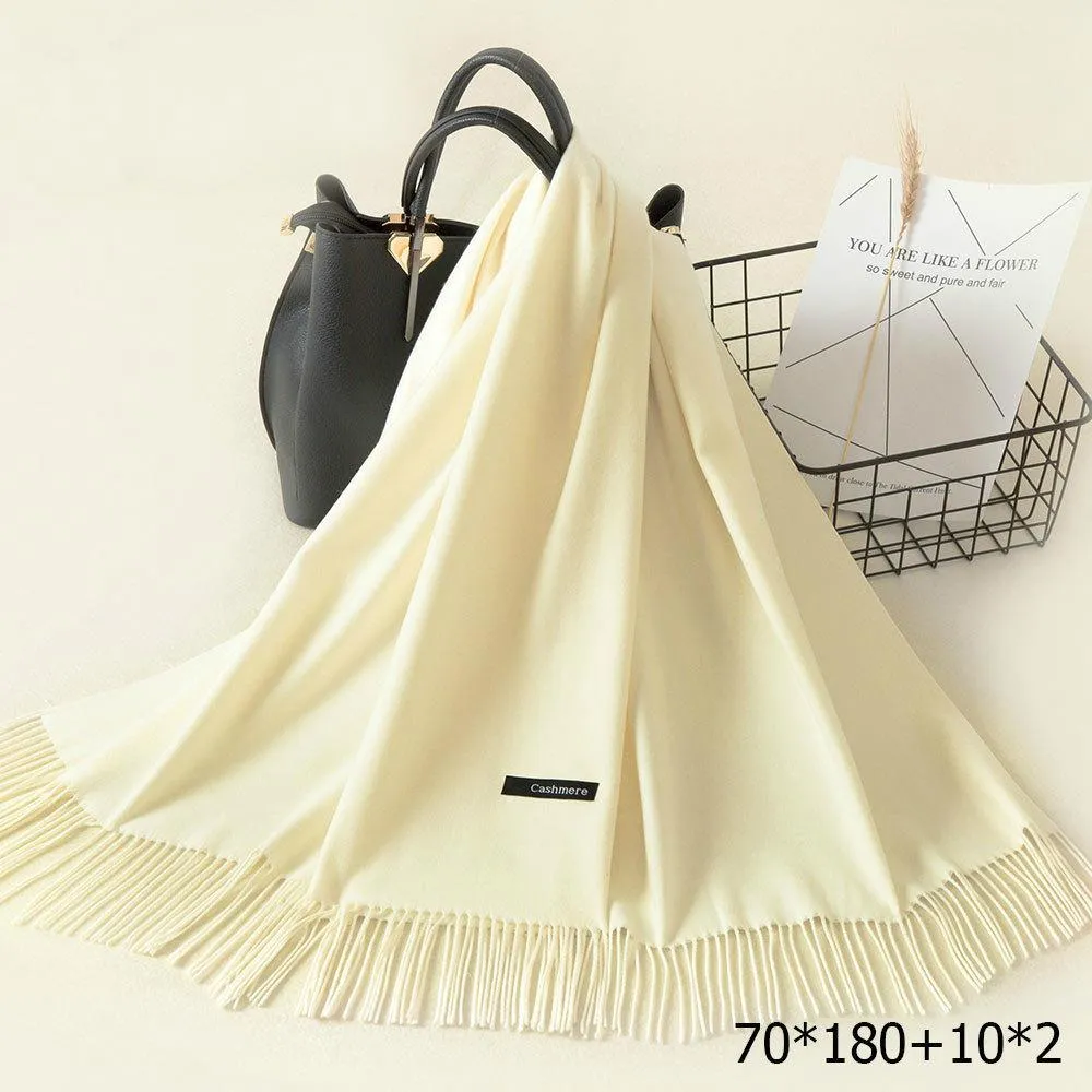 Warm and Soft Winter Cashmere Scarf With Tassel