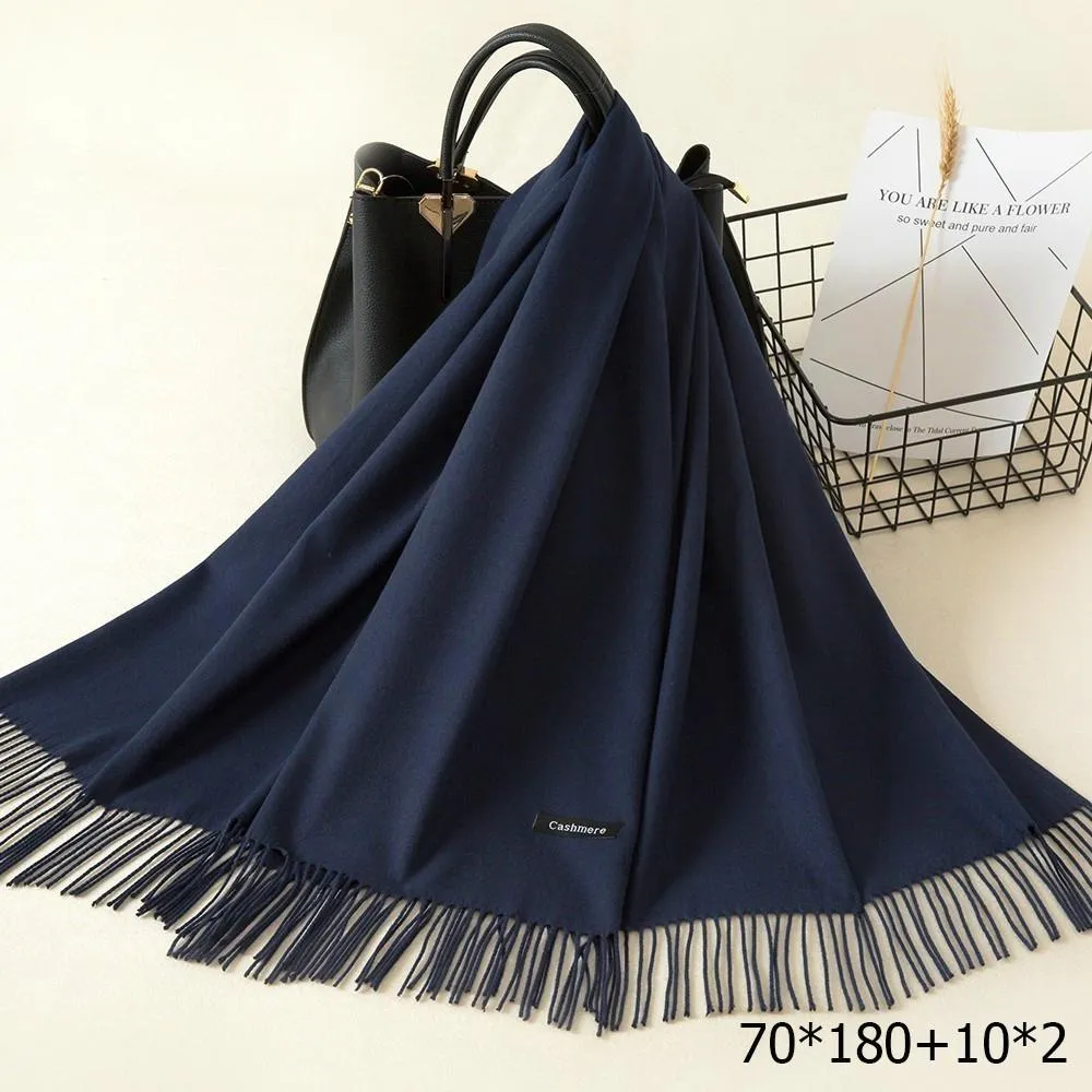 Warm and Soft Winter Cashmere Scarf With Tassel