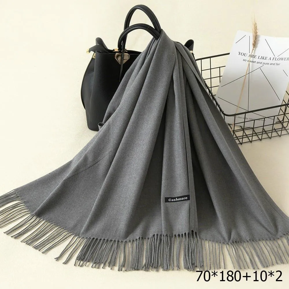 Warm and Soft Winter Cashmere Scarf With Tassel