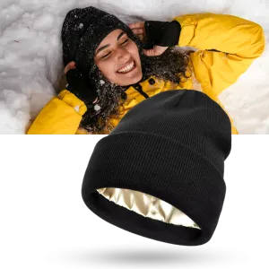 Warm Knit Satin Lined Beanie