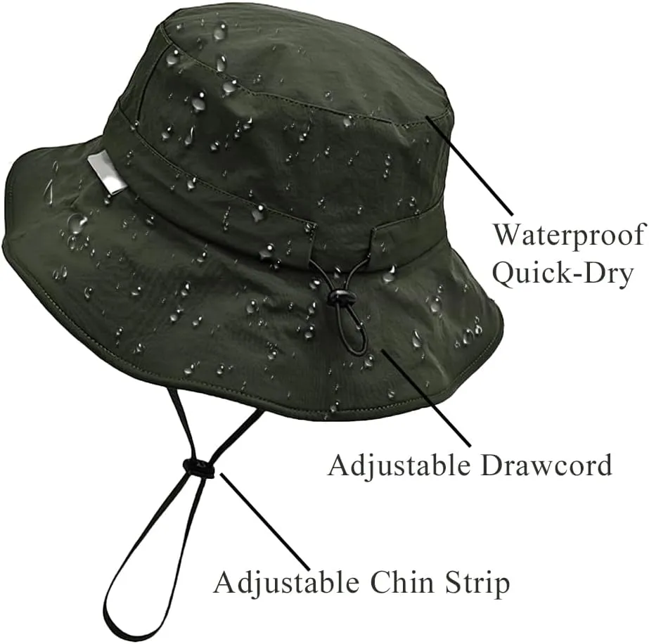 Waterproof Bucket Hat for Men Women Quick Dry Sun Hat Fishing Safari Hat Adjustable Chin Strap UV Protection