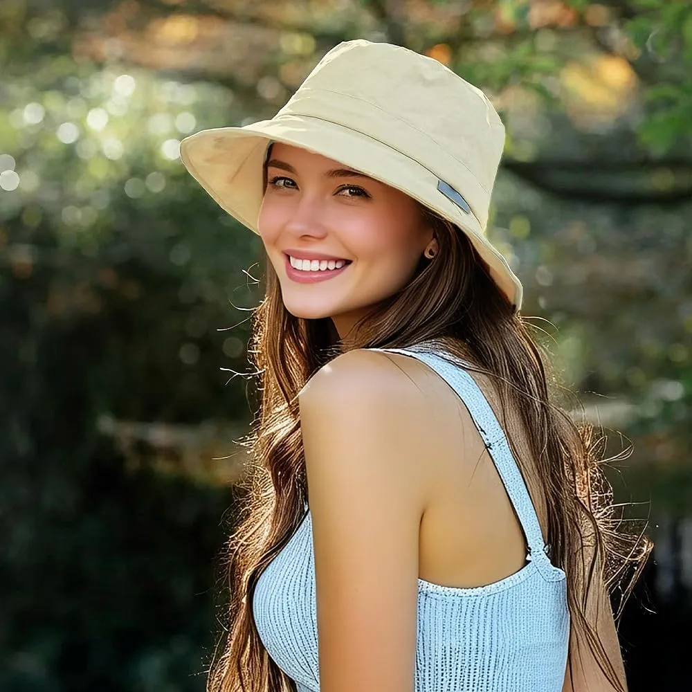 Waterproof Bucket Hat for Men Women Quick Dry Sun Hat Fishing Safari Hat Adjustable Chin Strap UV Protection