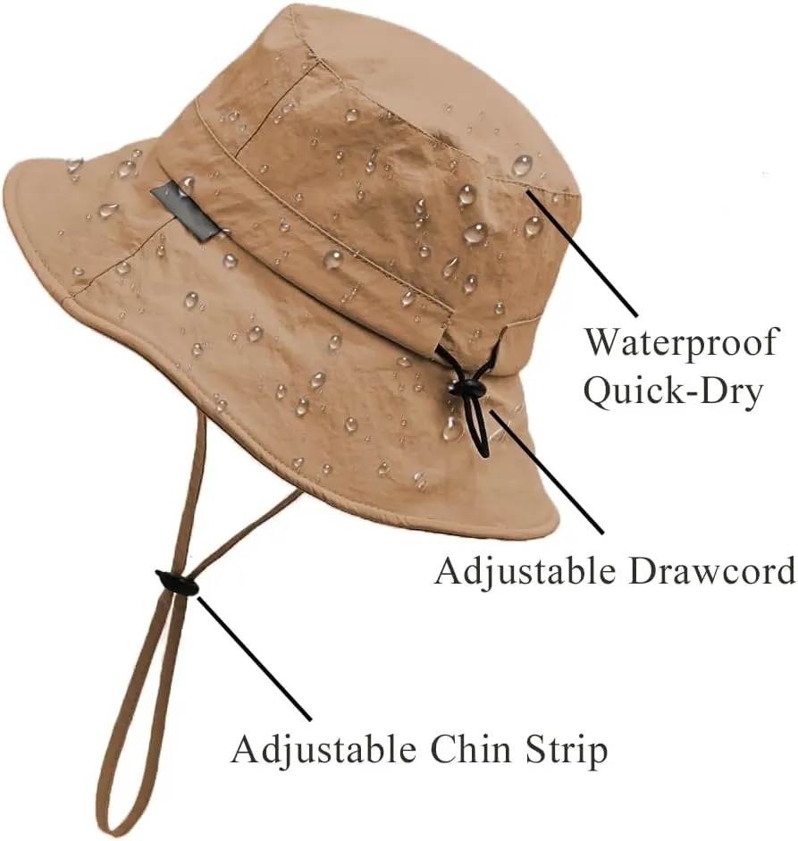 Waterproof Bucket Hat for Men Women Quick Dry Sun Hat Fishing Safari Hat Adjustable Chin Strap UV Protection