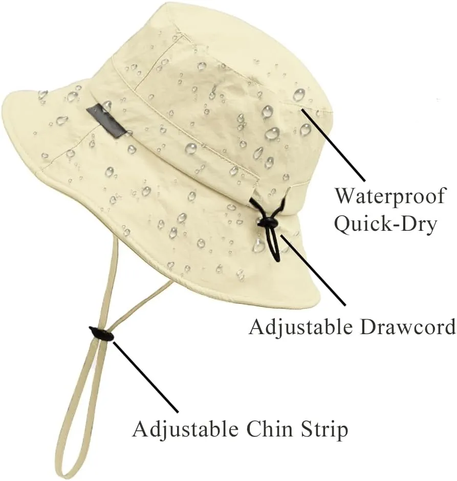 Waterproof Bucket Hat for Men Women Quick Dry Sun Hat Fishing Safari Hat Adjustable Chin Strap UV Protection