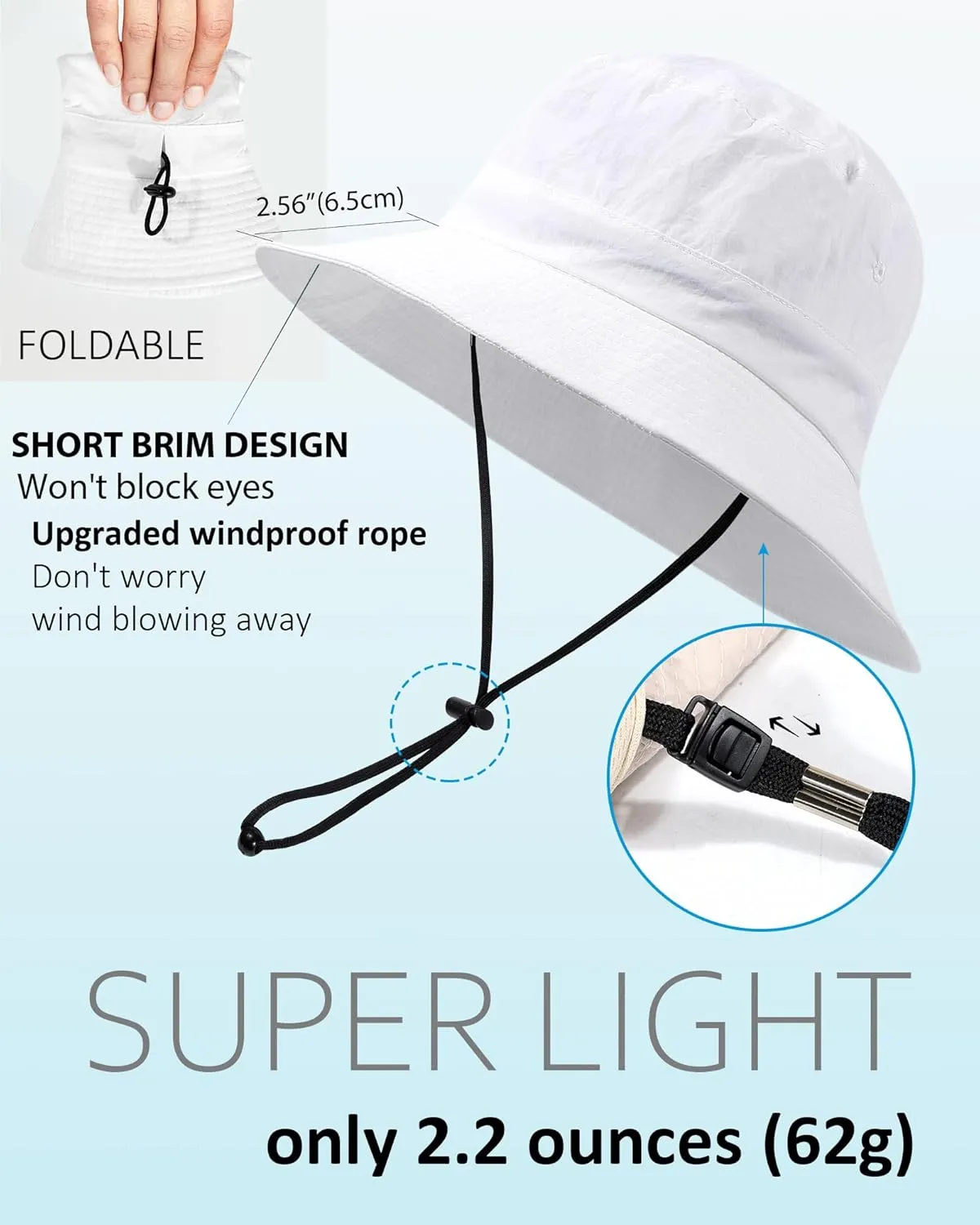 Waterproof Bucket Hat for Women Men Rain Hat UPF 50  Wide Brim Boonie Sun Hat Foldable Summer Floppy Beach Fishing Safari Hat