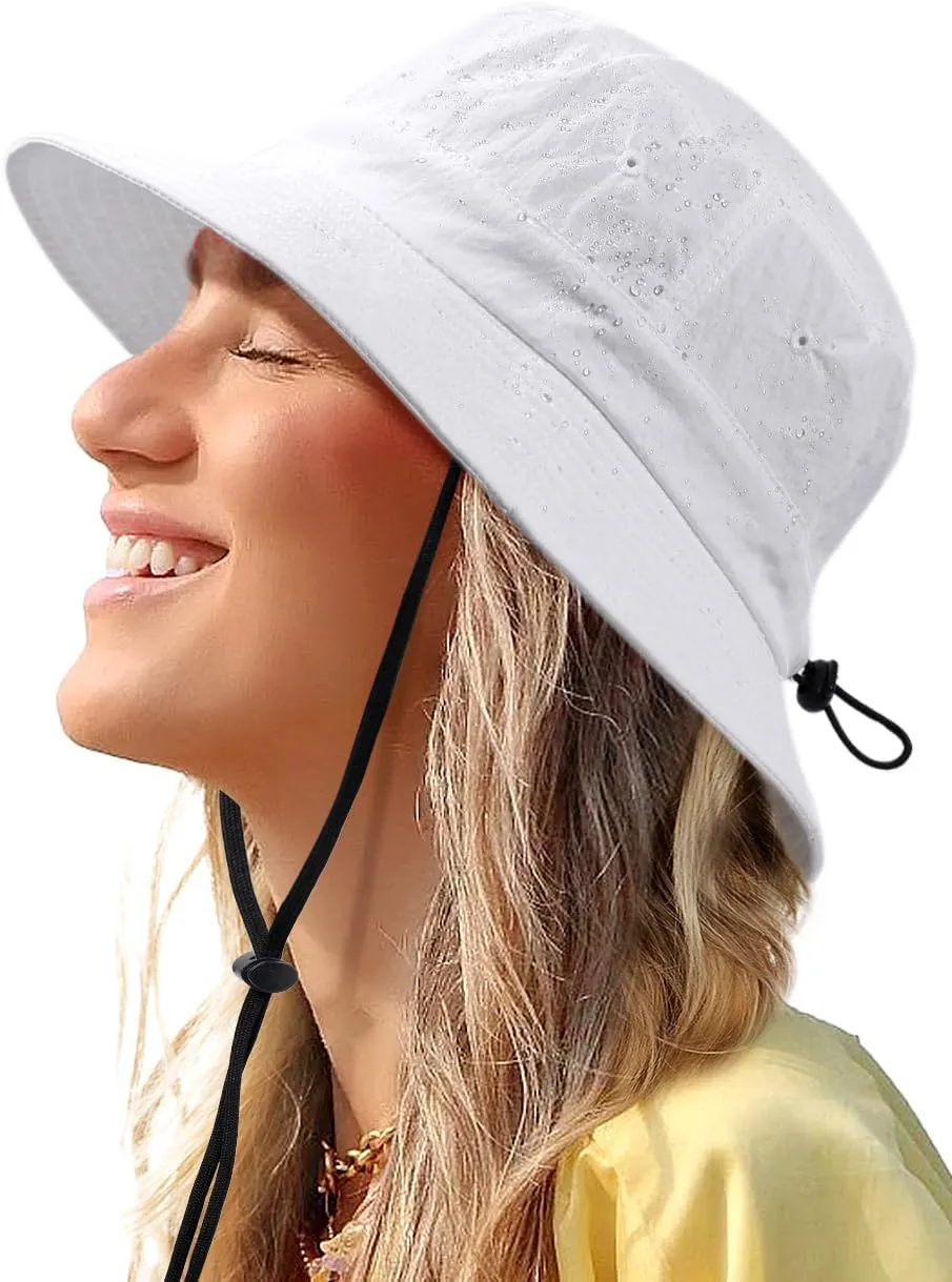 Waterproof Bucket Hat for Women Men Rain Hat UPF 50  Wide Brim Boonie Sun Hat Foldable Summer Floppy Beach Fishing Safari Hat
