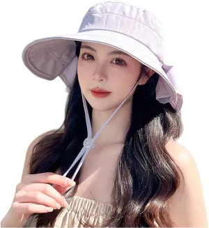 Waterproof Sun Hats for Women with Ponytail Hole Wide Brim Beach Bucket Hat UPF 50  Fishing Hiking Outdoor Hats