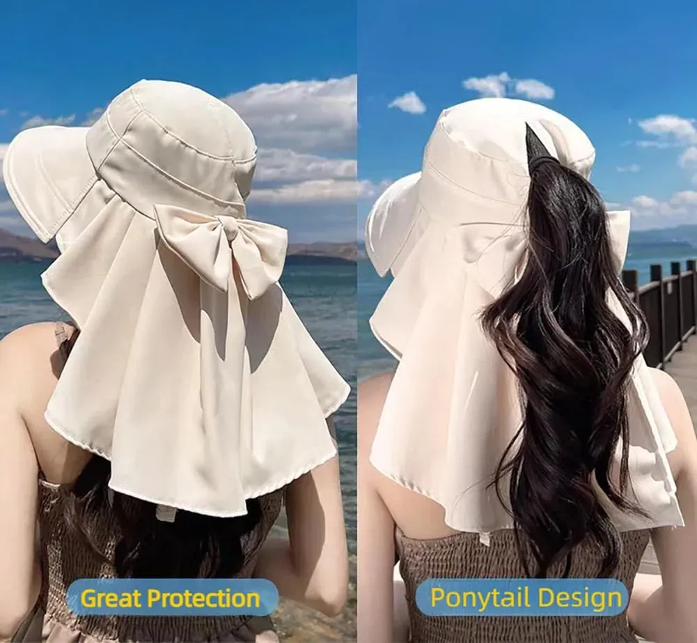 Waterproof Sun Hats for Women with Ponytail Hole Wide Brim Beach Bucket Hat UPF 50  Fishing Hiking Outdoor Hats