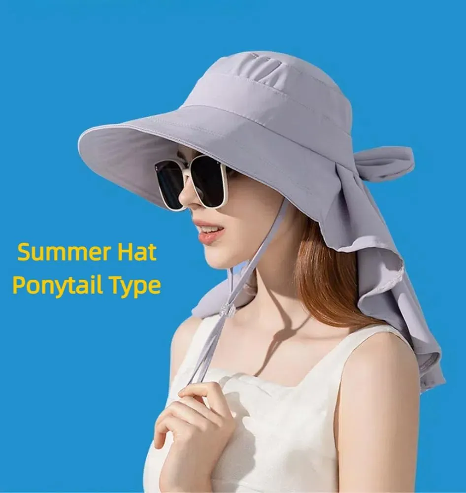 Waterproof Sun Hats for Women with Ponytail Hole Wide Brim Beach Bucket Hat UPF 50  Fishing Hiking Outdoor Hats