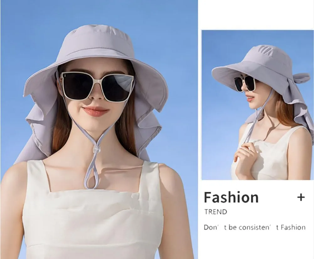 Waterproof Sun Hats for Women with Ponytail Hole Wide Brim Beach Bucket Hat UPF 50  Fishing Hiking Outdoor Hats
