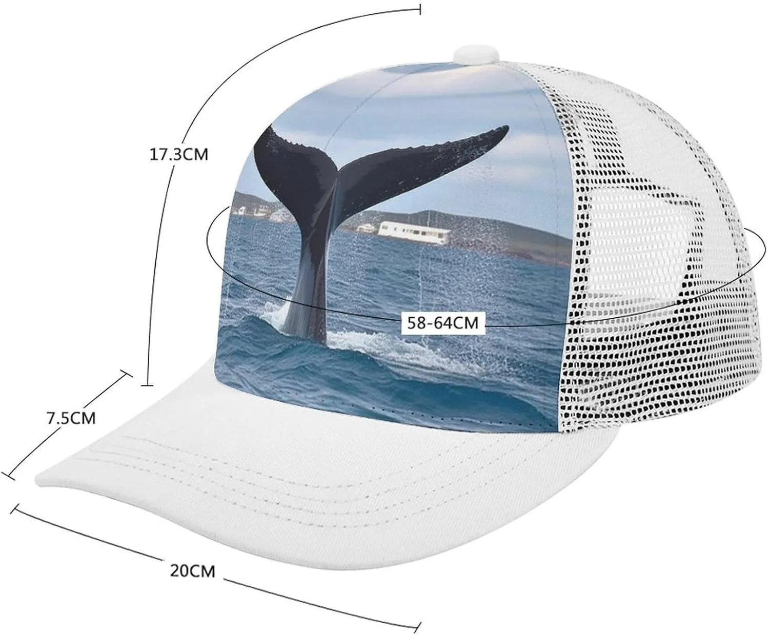 Whale Tail Adult Baseball Cap Hollow Baseball Hat Sun Visor Hat Adjustable Golf Hat for Men Women