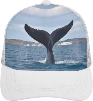 Whale Tail Adult Baseball Cap Hollow Baseball Hat Sun Visor Hat Adjustable Golf Hat for Men Women