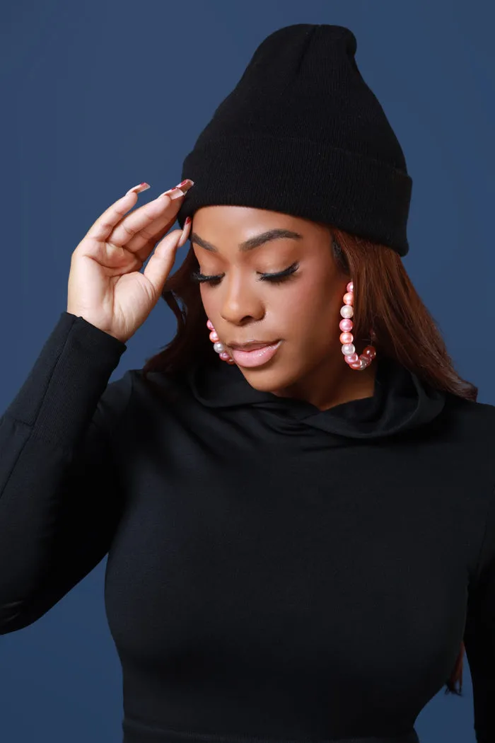 Where The Hood At Classic Fit Knit Beanie - Black