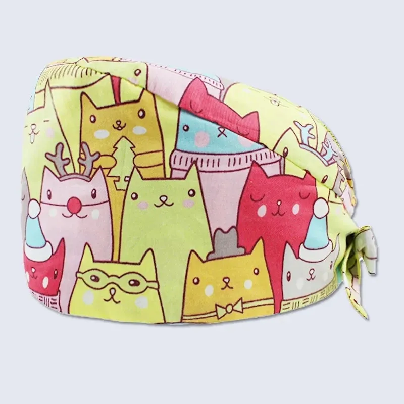 Whimsical Wonders Cotton Surgical Caps – Adjustable, Sweat-Absorbent, Breathable Medical Baotou Hats for Nurses, Doctors, and Trendsetters in Vibrant Prints!