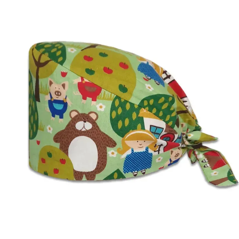 Whimsical Wonders Cotton Surgical Caps – Adjustable, Sweat-Absorbent, Breathable Medical Baotou Hats for Nurses, Doctors, and Trendsetters in Vibrant Prints!
