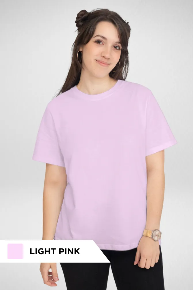 White and Light Pink Plain T-shirts Combo for Women
