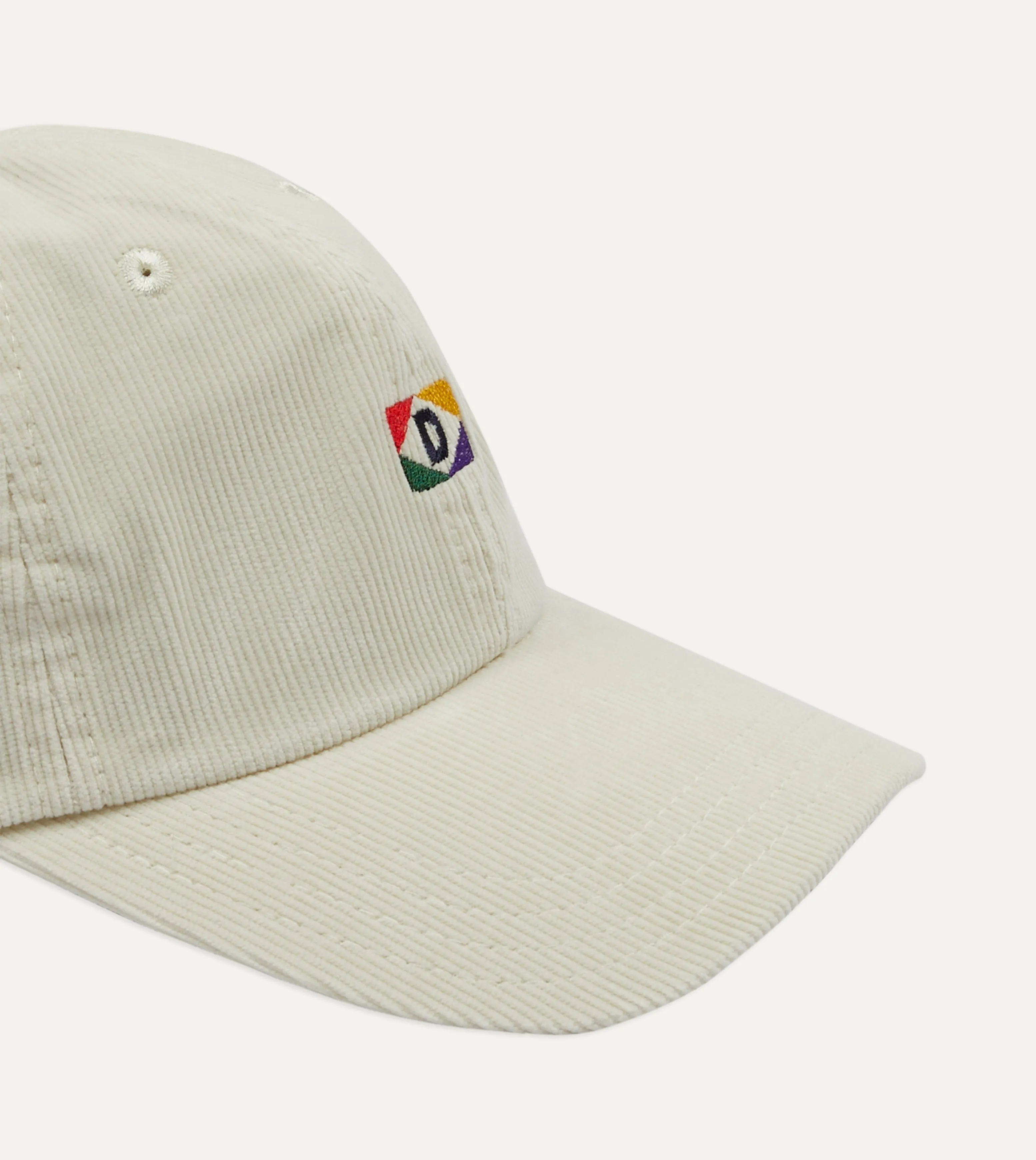 White 'D' Emblem Cotton Corduroy Baseball Cap