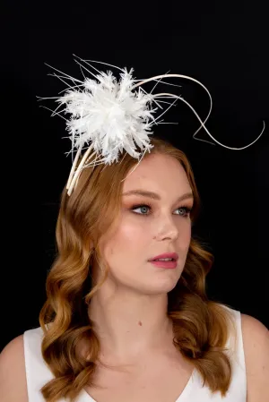 White Feather Pom Pom Headband