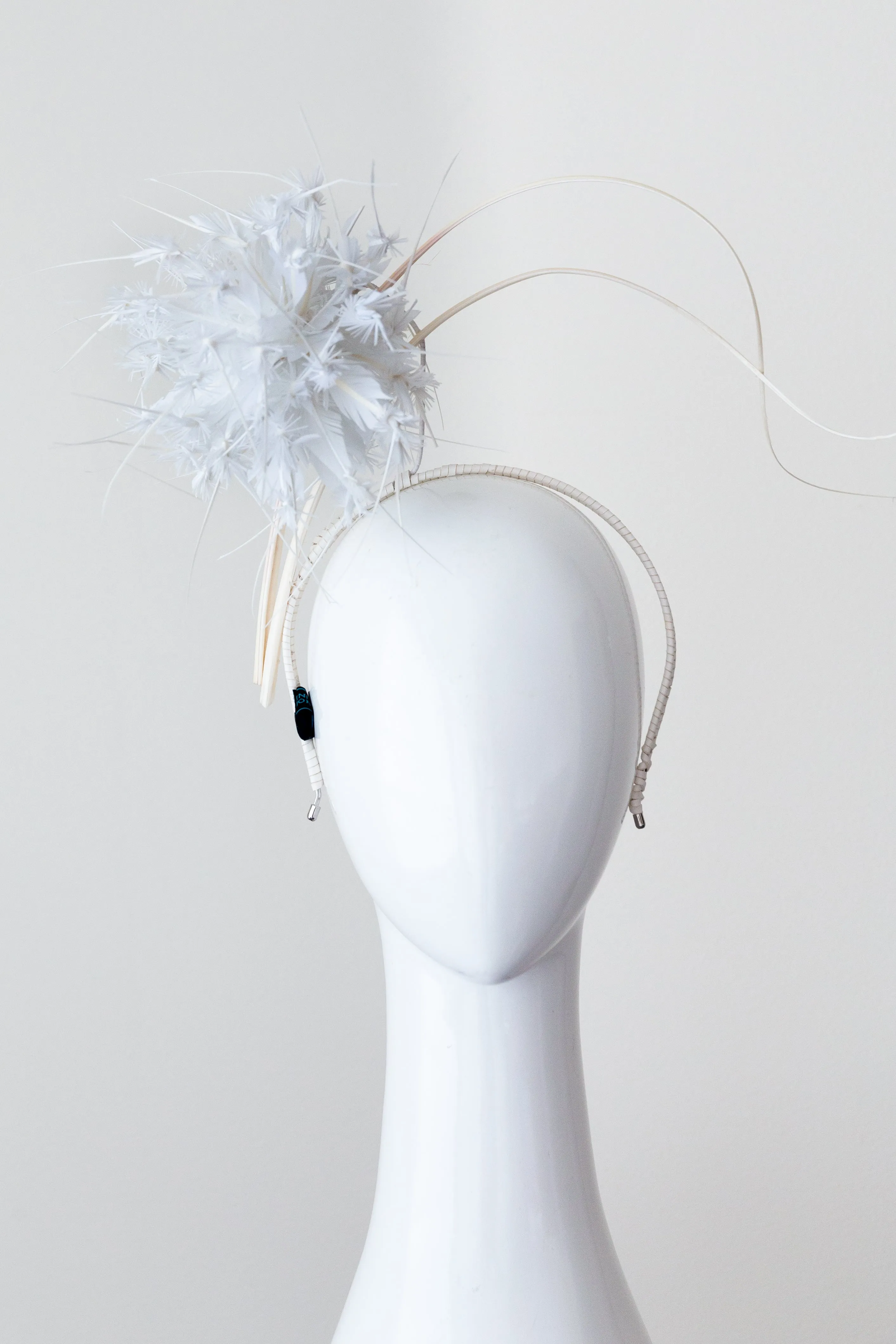 White Feather Pom Pom Headband