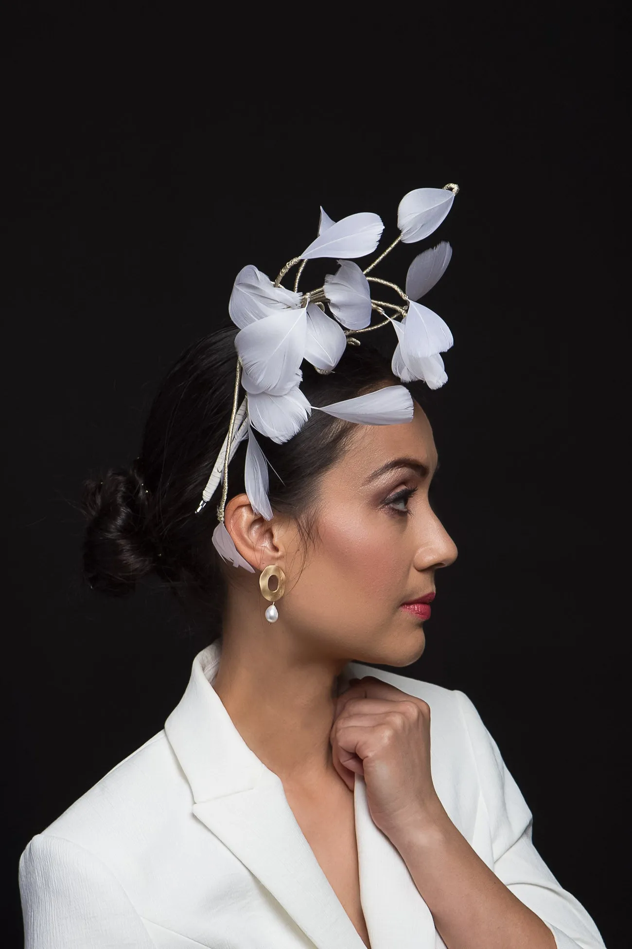 White Floating Feather Headpiece