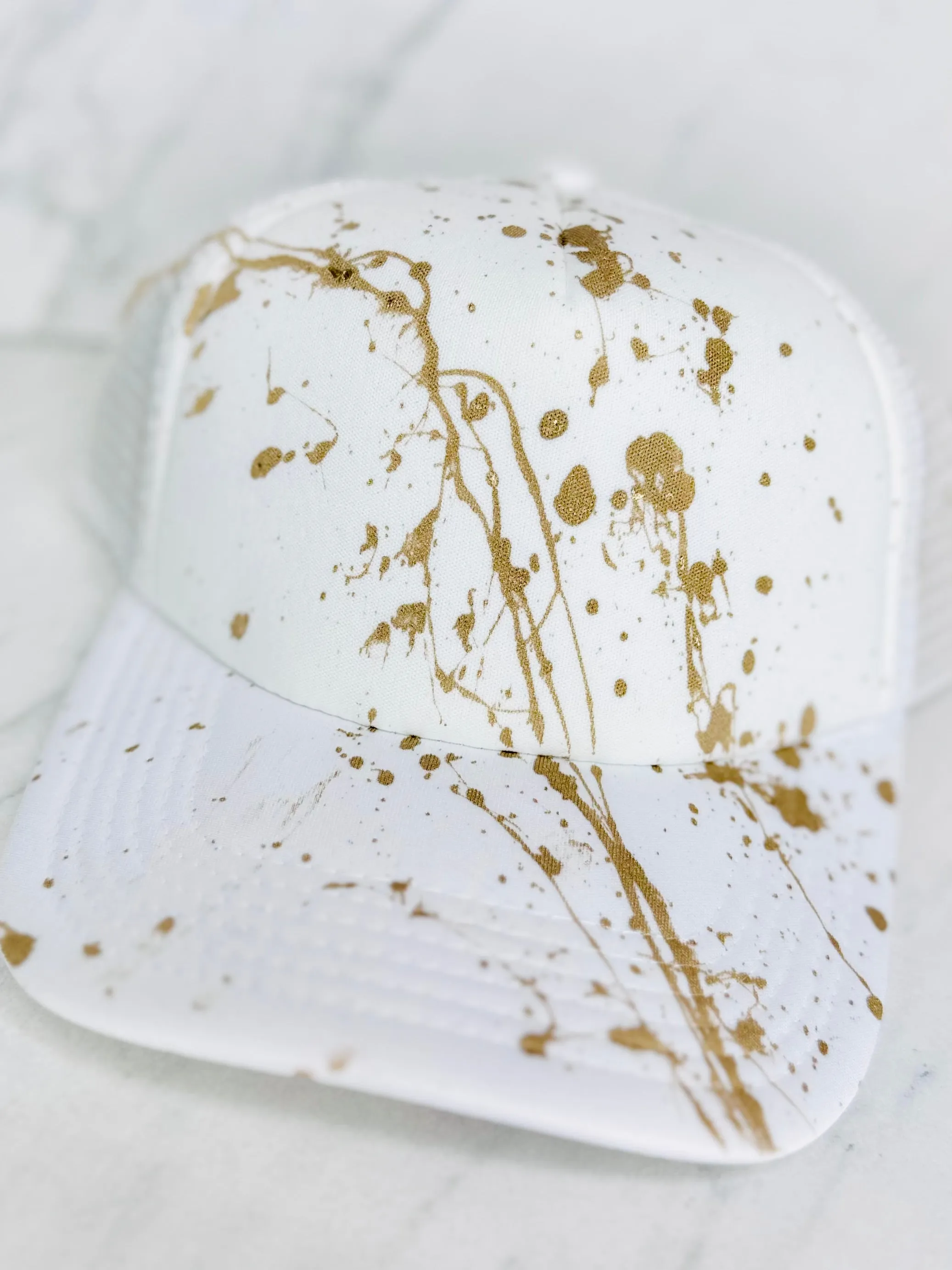 White Summer Splatter Mesh Trucker Hat