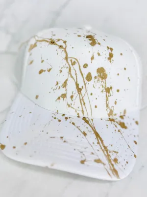 White Summer Splatter Mesh Trucker Hat