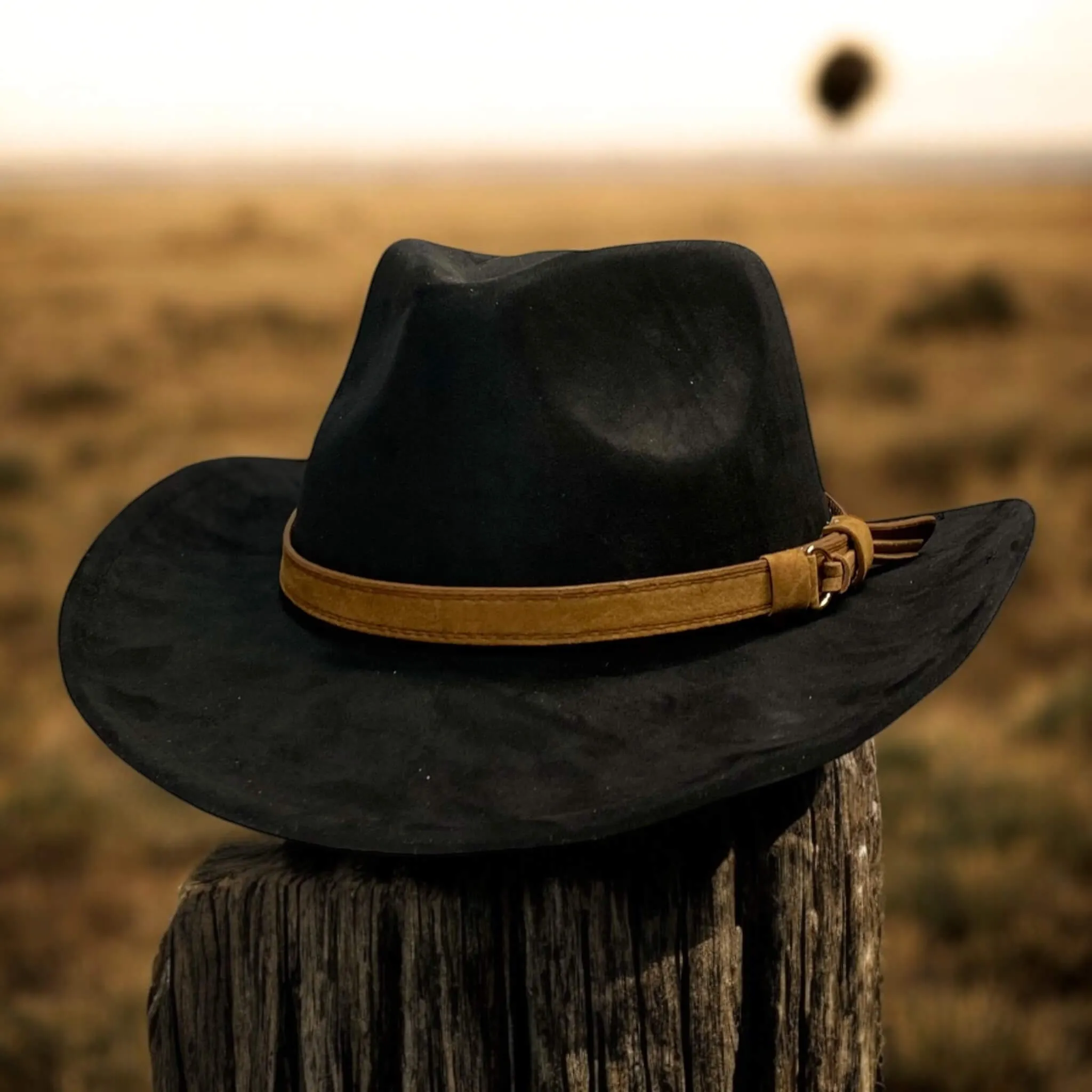Wide Brim Leather Band Western Hat